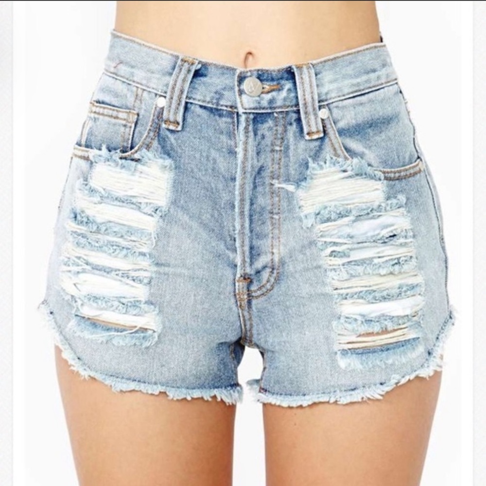 Minkpink Slasher Flick Distressed Denim Shorts